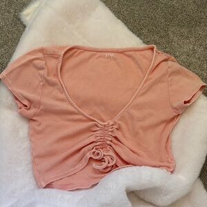 PacSun Peach Ruched Crop Top